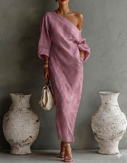 Dusty Rose Textured 100% Pure Natural Linen Fabric (0% Cotton)