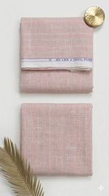Premium 60 Lea 100%Pure Linen – Dusty Rose Pinstripe(No Cotton)