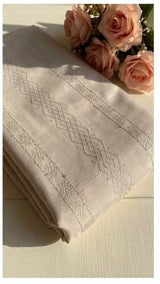 Sand Beige Matching Thread &  sequence Embroidered Jacquard Fabric