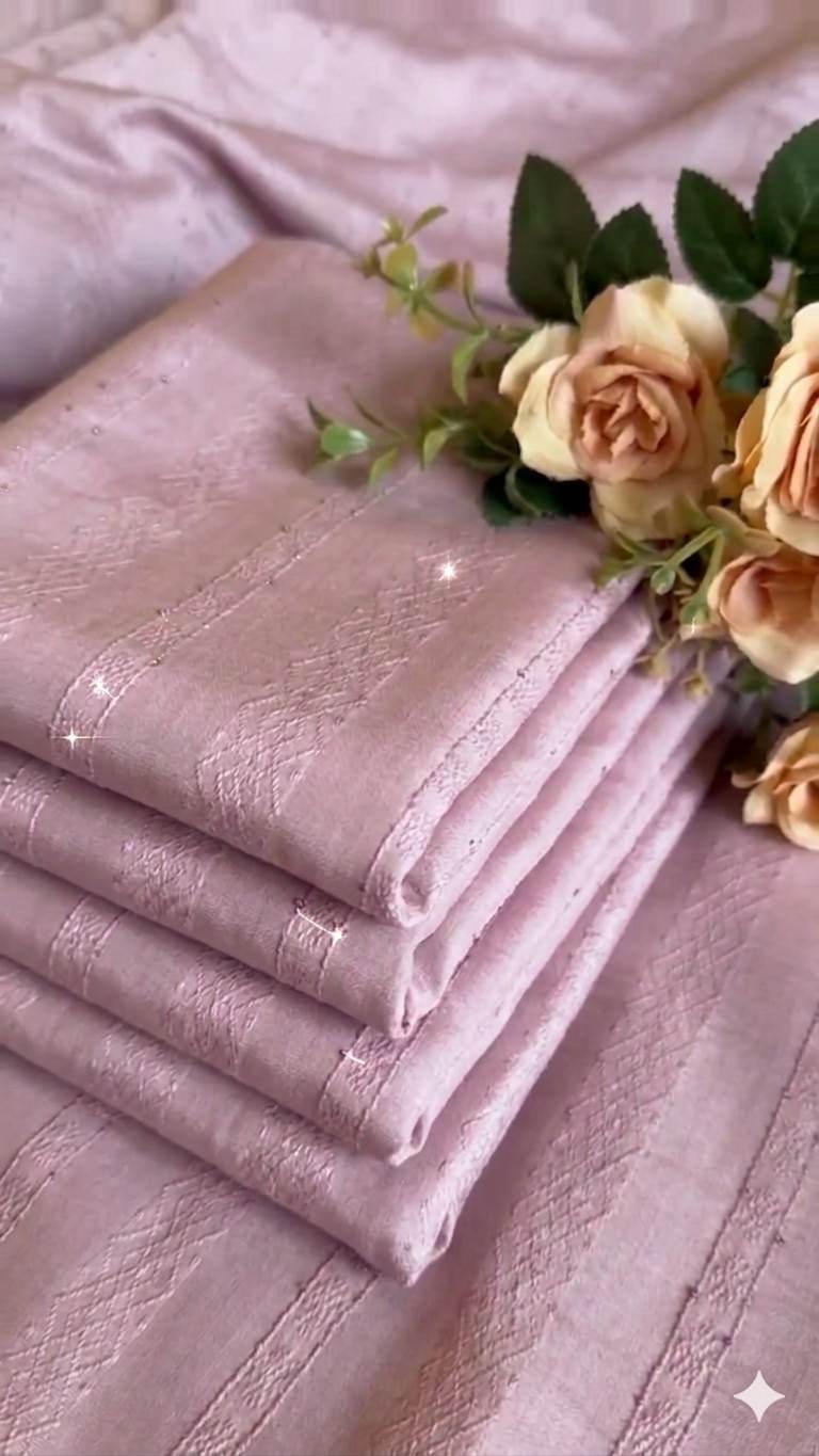 Dusty lilac with matching thread &  seq Embroidery work Fabric
