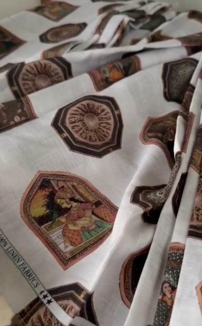 Multicolour Digital Printed  100% Pure Linen Fabric (0% Cotton) 3