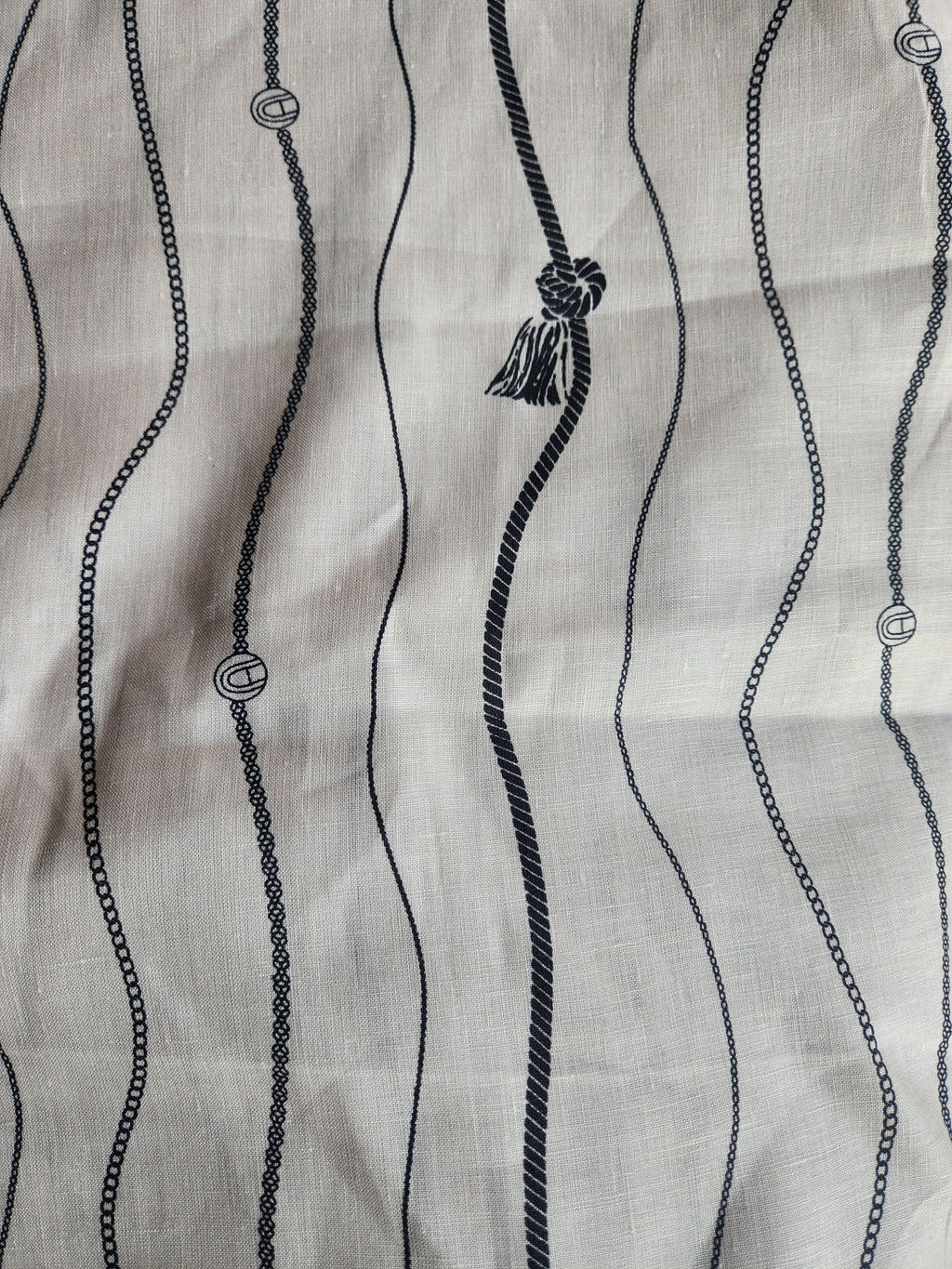 Cream Black Digital Printed 100% Pure Natural Linen Fabric (0% cotton)