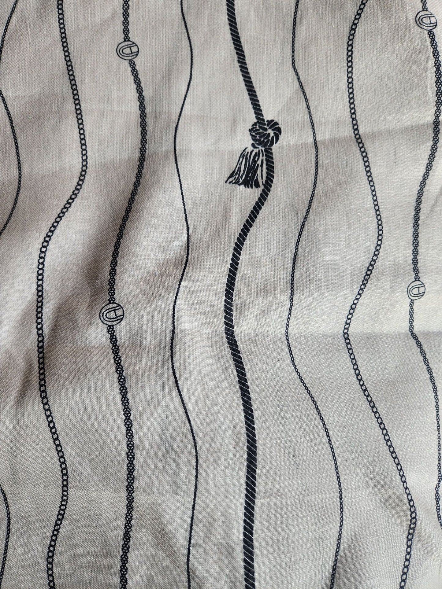 Cream Black Digital Printed 100% Pure Natural Linen Fabric (0% cotton)