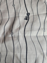Cream Black Digital Printed 100% Pure Natural Linen Fabric (0% cotton)