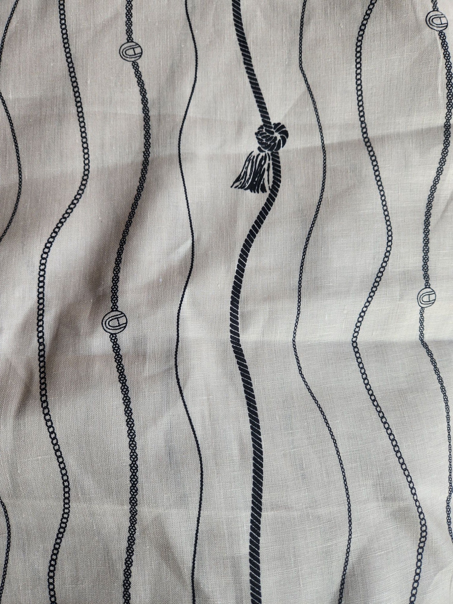 Cream Black Digital Printed 100% Pure Natural Linen Fabric (0% cotton)
