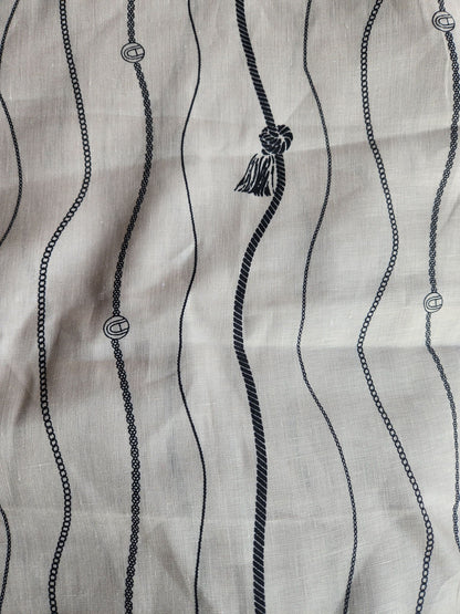 Cream Black Digital Printed 100% Pure Natural Linen Fabric (0% cotton)