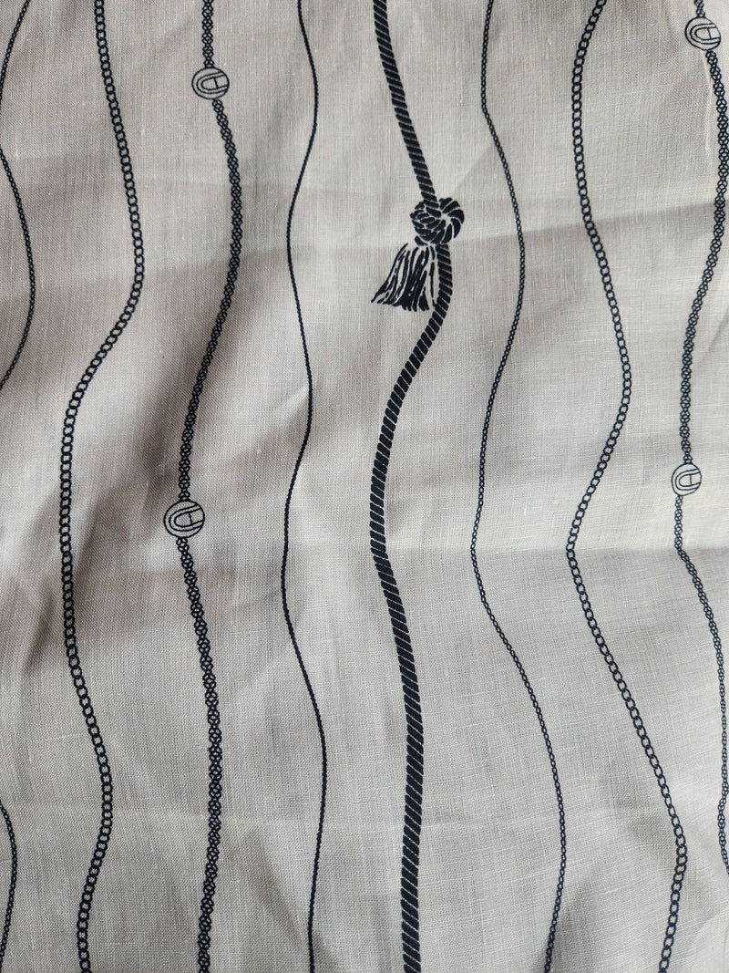 Cream Black Digital Printed 100% Pure Natural Linen Fabric (0% cotton)
