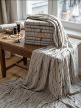 Cream Black Digital Printed 100% Pure Natural Linen Fabric (0% cotton)