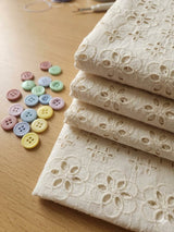 Premium Off-White Cotton Schiffli Eyelet Fabric (Dyeable) Big width 58"