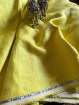 Sun-Kissed Lemon Yellow 100% Pure Linen Fabric with Metallic Pinstripe (0%Cotton)