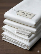 Snow White Premium Glossy Shirting Chanderi  Fabric