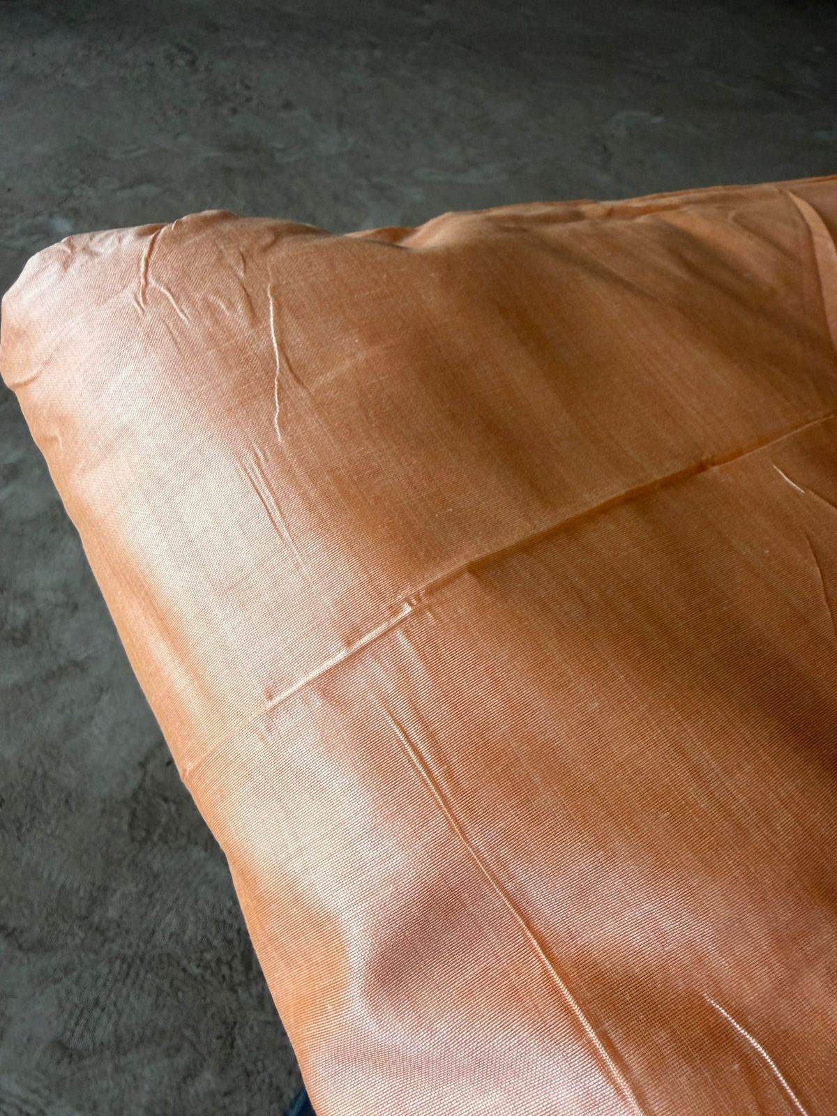 Peach Premium Glossy  Chanderi Shirting Fabric