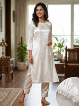 Snow White Premium Glossy Shirting Chanderi  Fabric