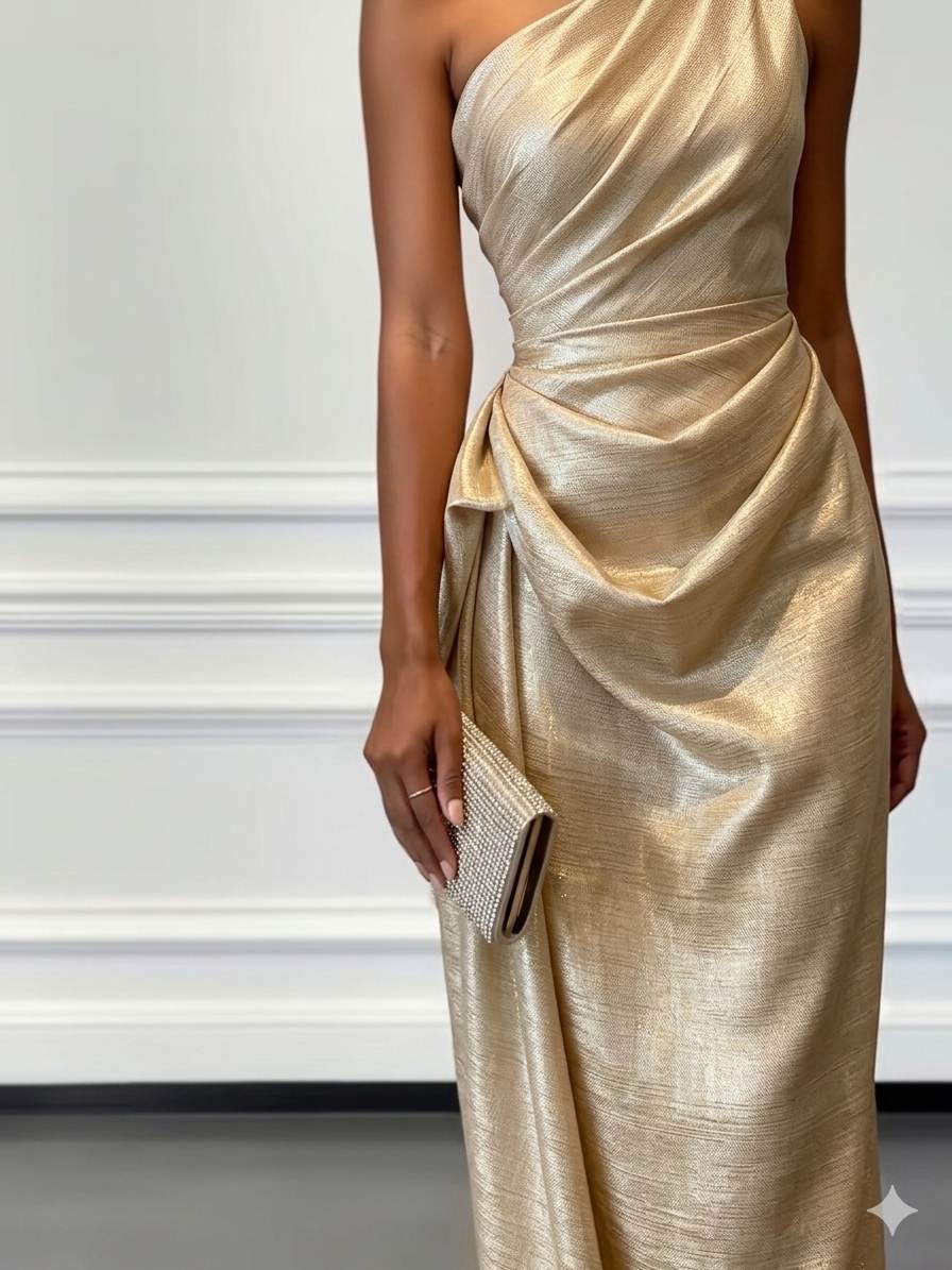 OFF WHITE base heavily infused with a golden undertone.
Metallic Shimmer Dyeble Fabric Big width
