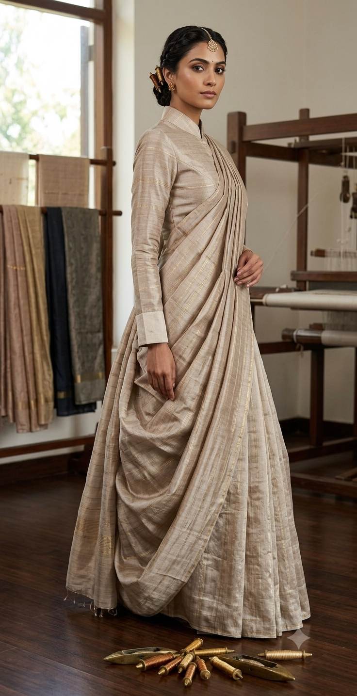 Pearl Grey Premium Glossy Shirting Chanderi  Fabric