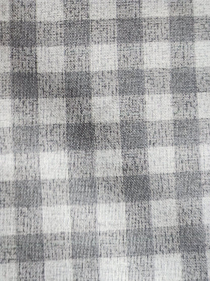 Classic grey-and-white buffalo check Digital print Shirting Fabric