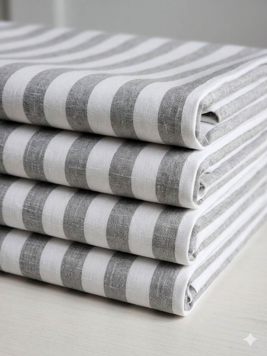 Off white with light Grey versatile Striped Shirting Fabric
