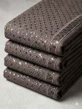 Charcoal Ash Grey Schiffli Rayon fabric with Big Width 58"