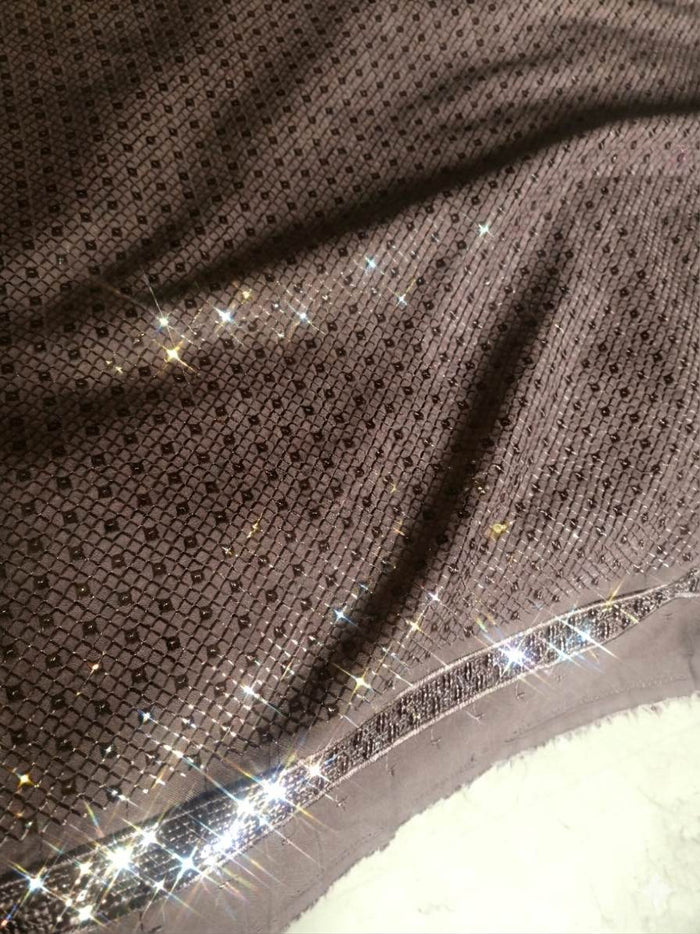 Charcoal Ash Grey Schiffli Rayon fabric with Big Width 58"