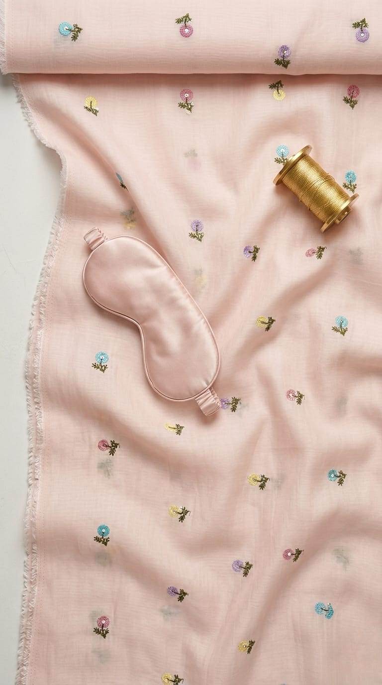 Romantic Blush pink Mul Chanderi Fabric With Floral Butti Embroidery