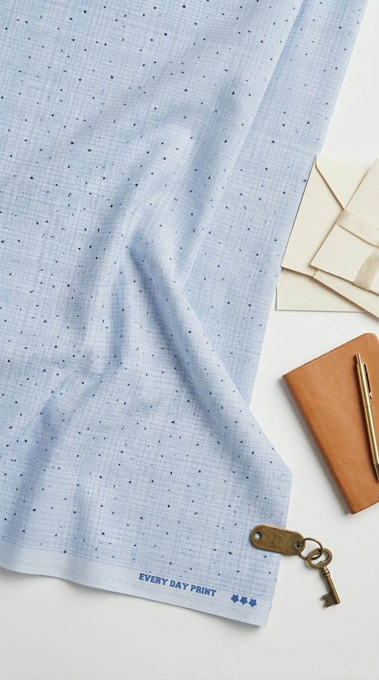 Sky Blue Grid & Micro-Dot Premium shirting Fabric