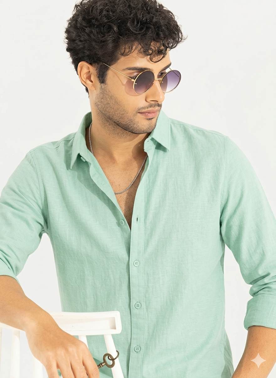 Serene Mint Green Shirting Fabric