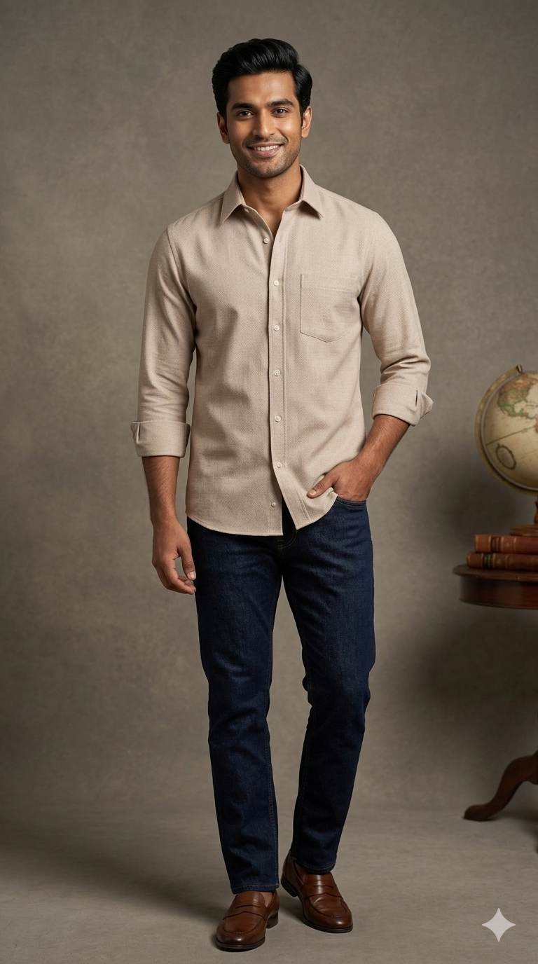 light-beige (natural sand) Shirting Fabric