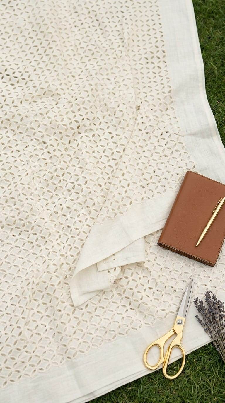 Dyeble Cotton Chikankari Eyelet Pattern Fabric