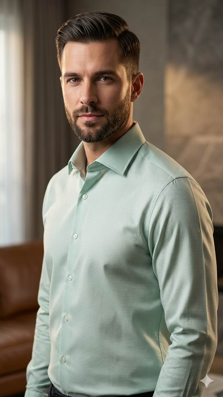 Light Mint Green Premium Self weaved Shirting Fabric