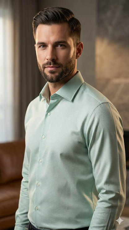 Light Mint Green Premium Self weaved Shirting Fabric