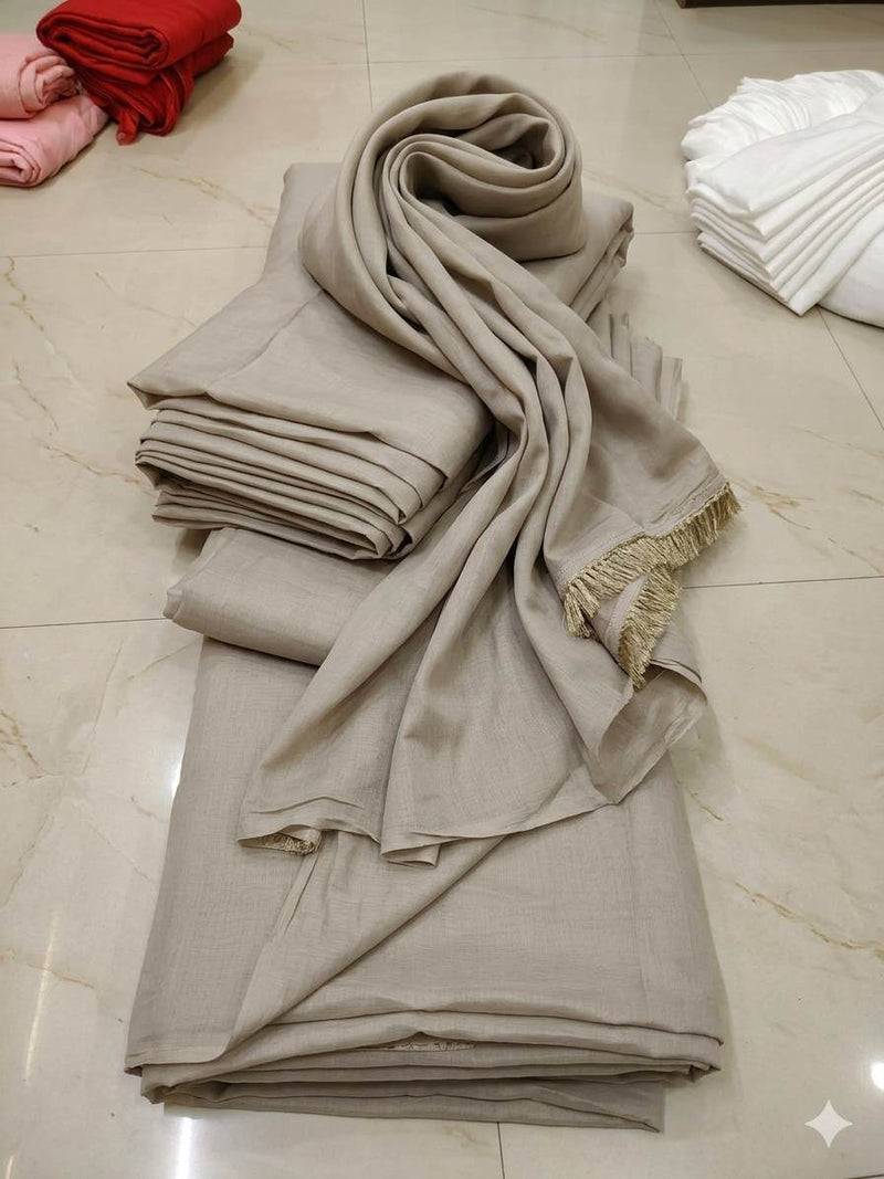 Ethereal Grey Mul Chanderi silk Big Width Fabric