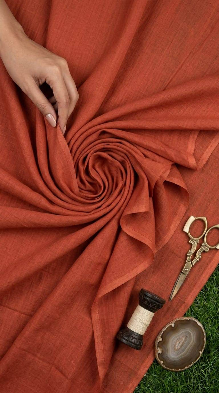 Earth & Tide Terracotta Mul Cotton – Organic Fabric Coastal Weave