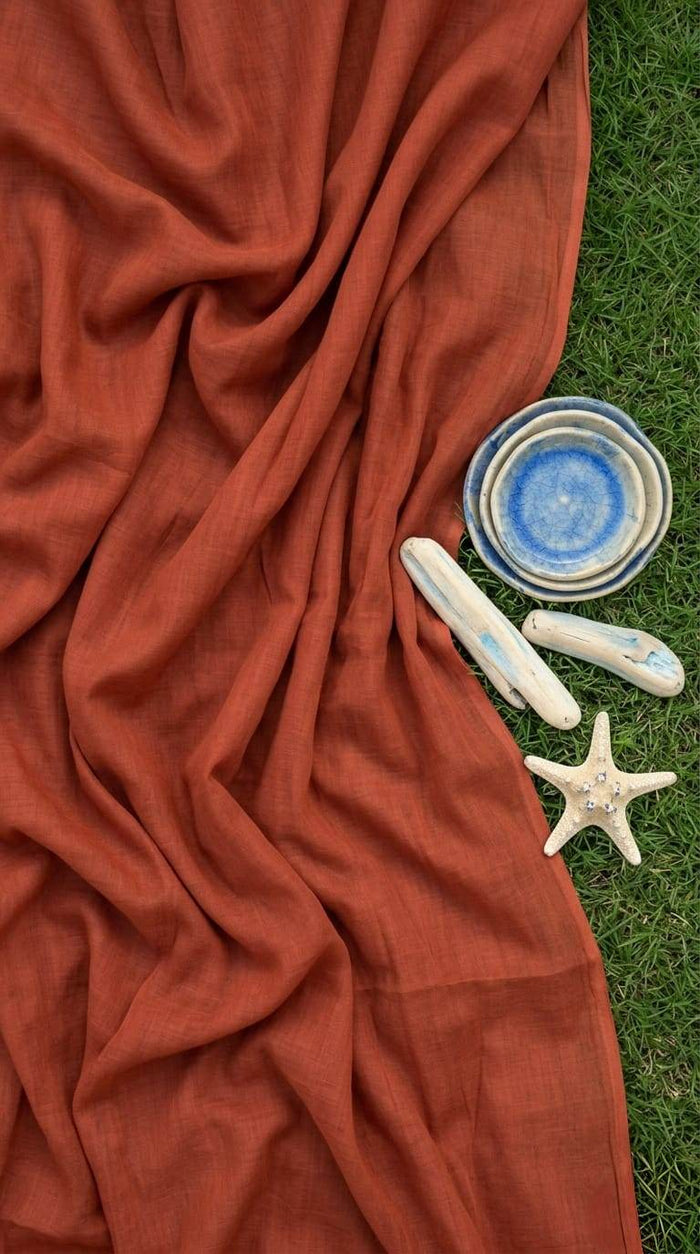 Earth & Tide Terracotta Mul Cotton – Organic Fabric Coastal Weave