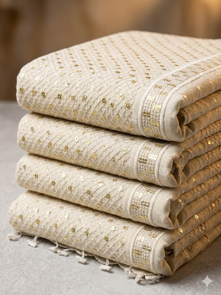 Dyeable cambric cotton with Matt Finish Schiffli work Fabric