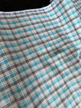 Premium 60 Lea Turquoise & Grey Plaid Cotton-Linen Blend Fabric