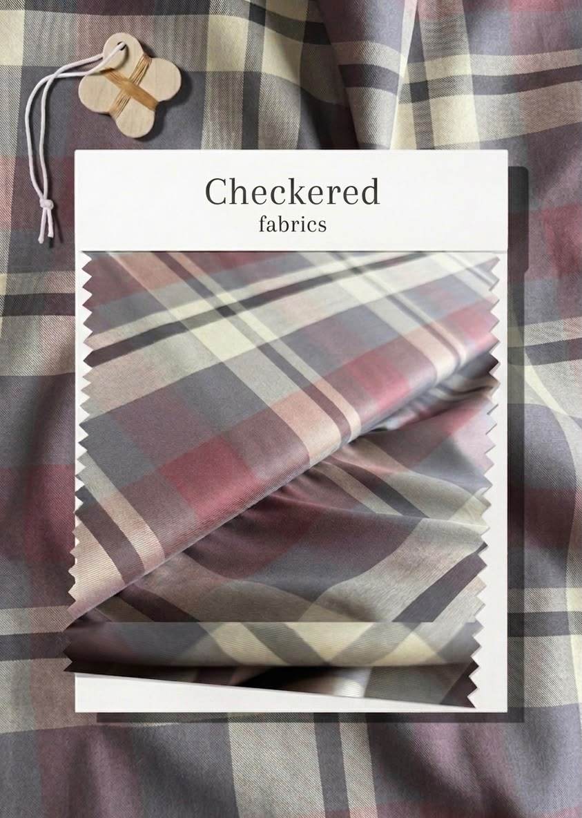 Premium Giza Cotton Plaid Shirt Fabric - Muted Plum & Grey
