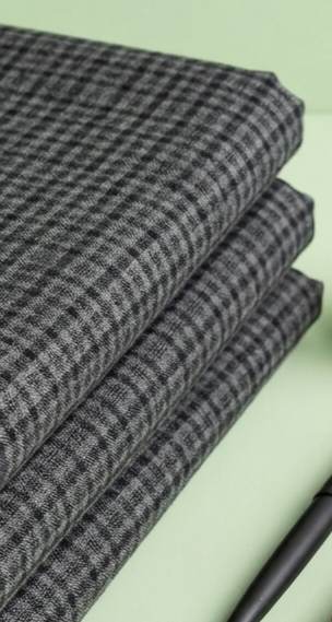 Mehndi Green and Black Micro checked Premium Cotton Linen Fabric