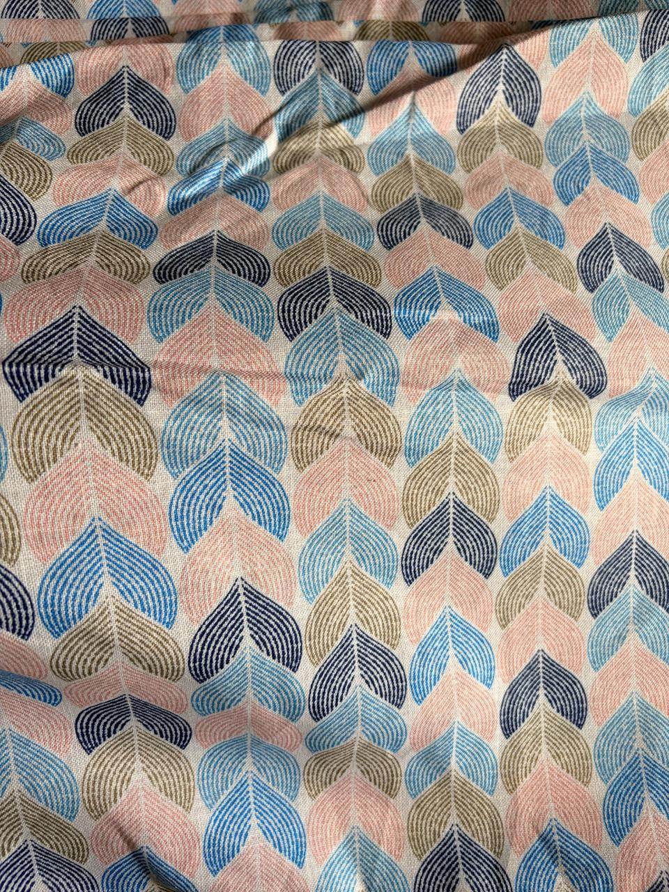 Modern Geometric Motif Poly Linen Digital printed Fabric (Big width)