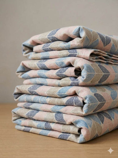 Modern Geometric Motif Poly Linen Digital printed Fabric (Big width)