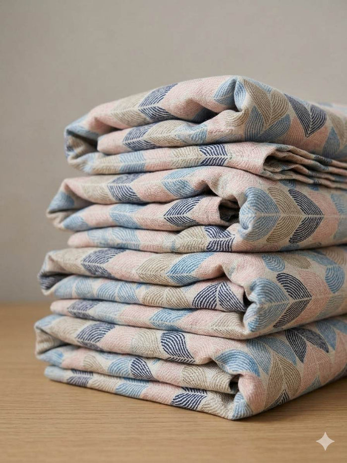Modern Geometric Motif Poly Linen Digital printed Fabric (Big width)