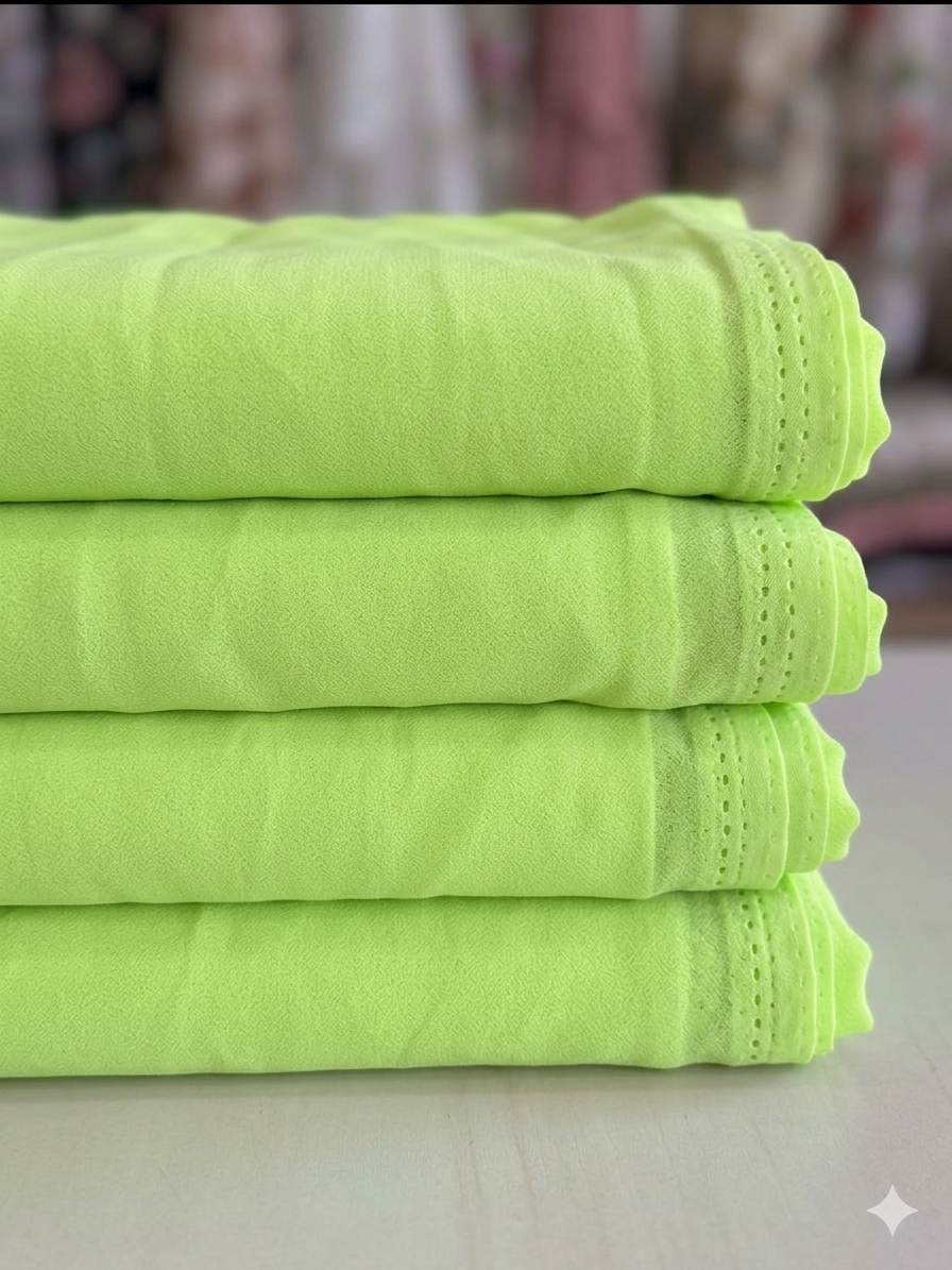 Neon Lime Green Fine Georgette Fabric (60 gms)