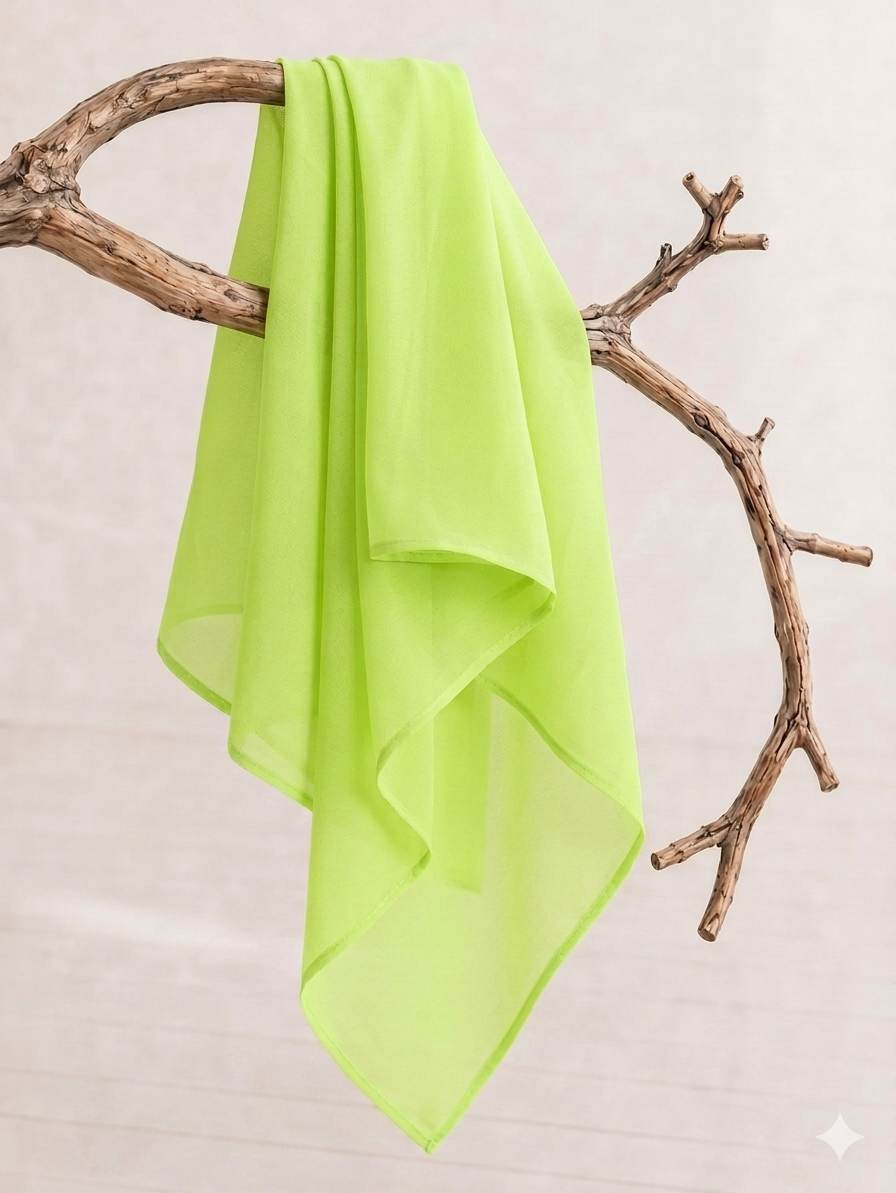 Neon Lime Green Fine Georgette Fabric (60 gms)