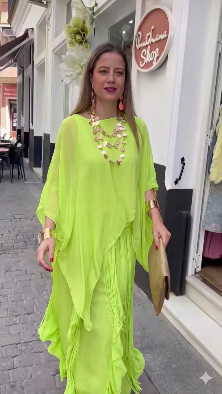 Neon Lime Green Fine Georgette Fabric (60 gms)