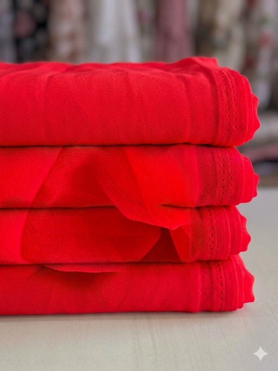 RED  Fine Georgette Fabric (60 gms)