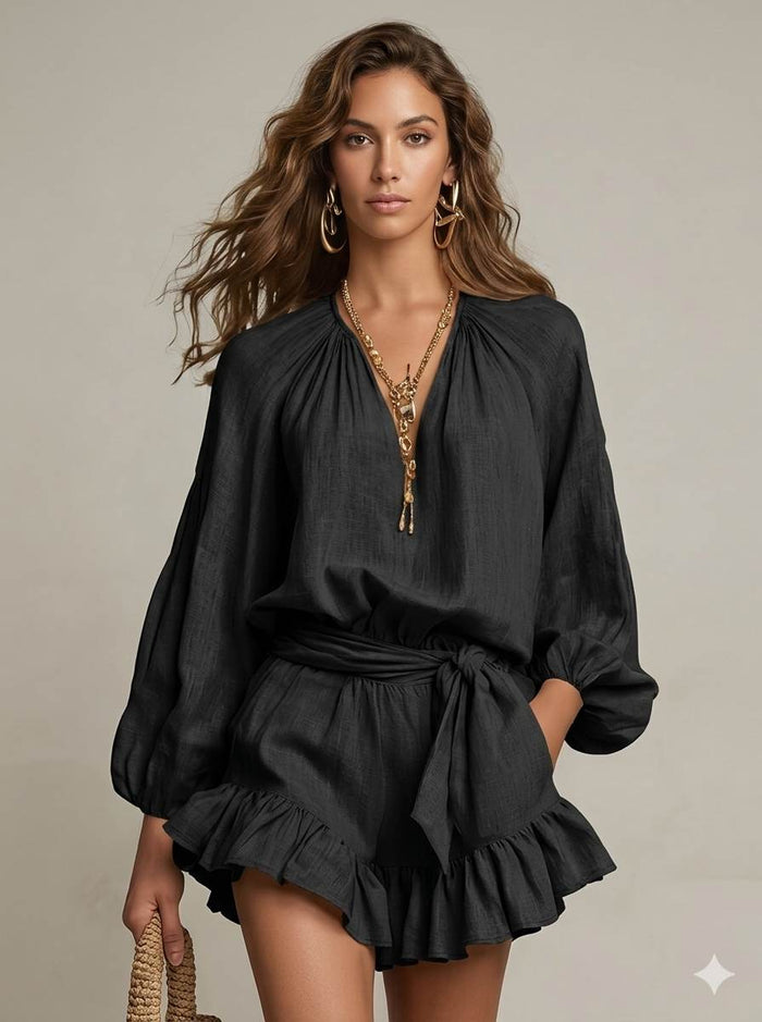 Black 100% Organic Bamboo Cotton Linen Fabric