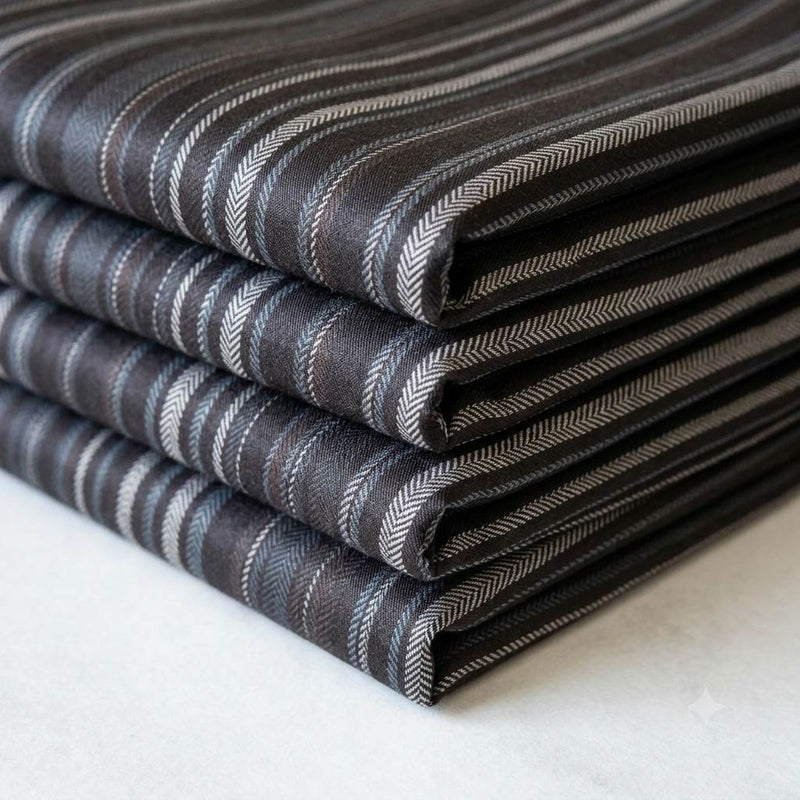 Urban Herringbone Vertical Stripe Digital Print Shirting Fabric