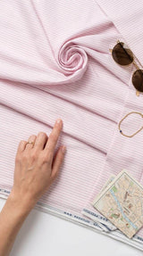 Premium Pink & White Pinstripe seersucker Shirting Cotton Fabric