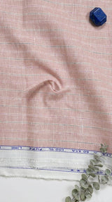 Soft, Muted Rose-Pink With Horizontal stripes 100%Pure Linen (No Cotton)