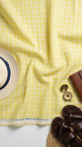 Sun-Kissed Serenity: Premium 100% Pure Linen Check Fabric(No Cotton)
