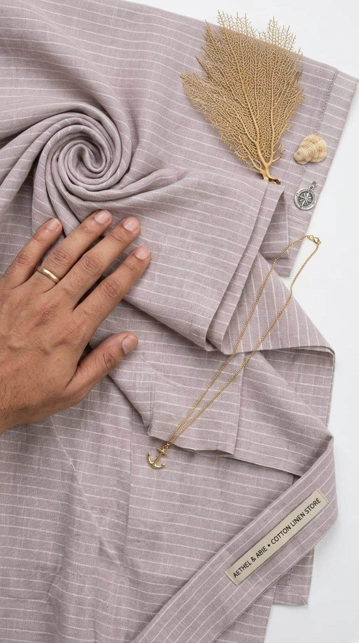 Dusty Rose Striped Cotton-Linen Blend cotton linen fabric